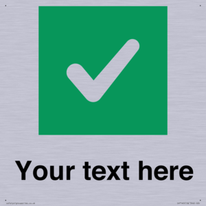 Custom plain background, green square with tick sign